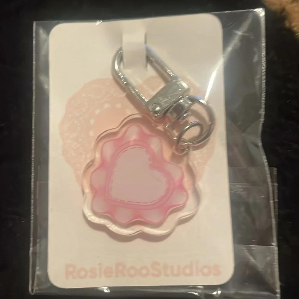 RosieRooStudios Pink Heart Keychain